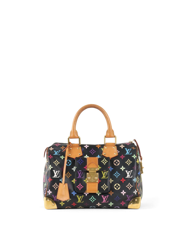 Louis Vuitton x Takashi Murakami Limited Edition Black Monogram Multicolor Speedy 30