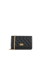 Chanel Black Aged Calfskin 2.55 Wallet On Chain