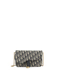Dior Blue Oblique Jacquard Medium Saddle Pouch with Chain