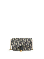 Dior Blue Oblique Jacquard Medium Saddle Pouch with Chain