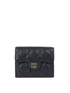 Chanel Black Iridescent Caviar Compact Wallet with SHW.