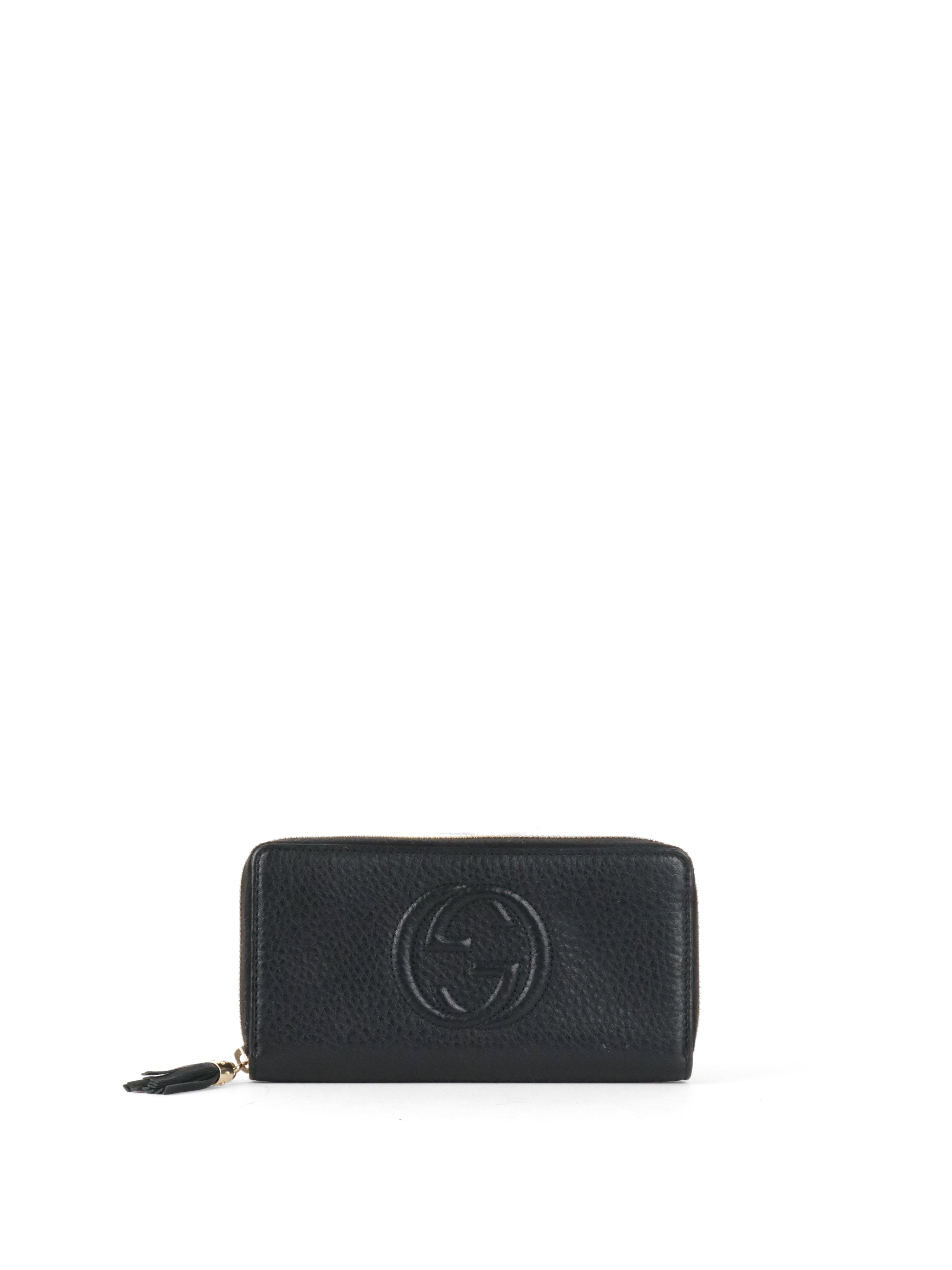 Gucci Black Soho GG Long Zip Around Wallet