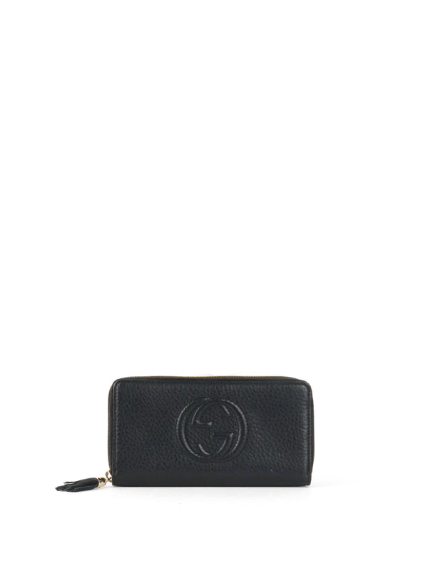 Gucci Black Soho GG Long Zip Around Wallet