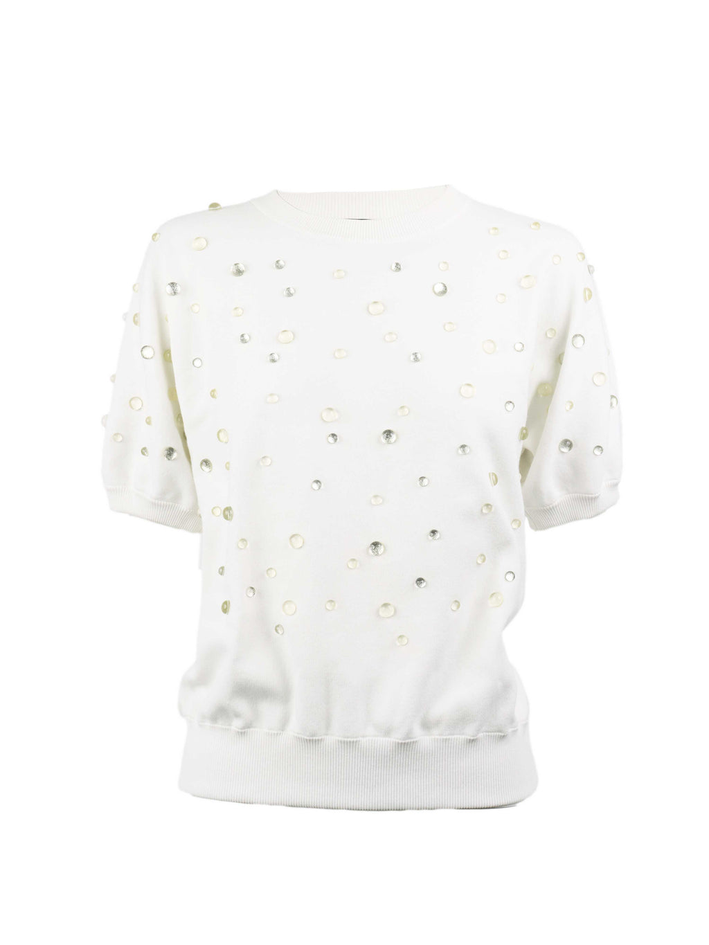 Chanel White Bubble Short Sleeve Top.