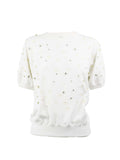 Chanel White Bubble Short Sleeve Top.