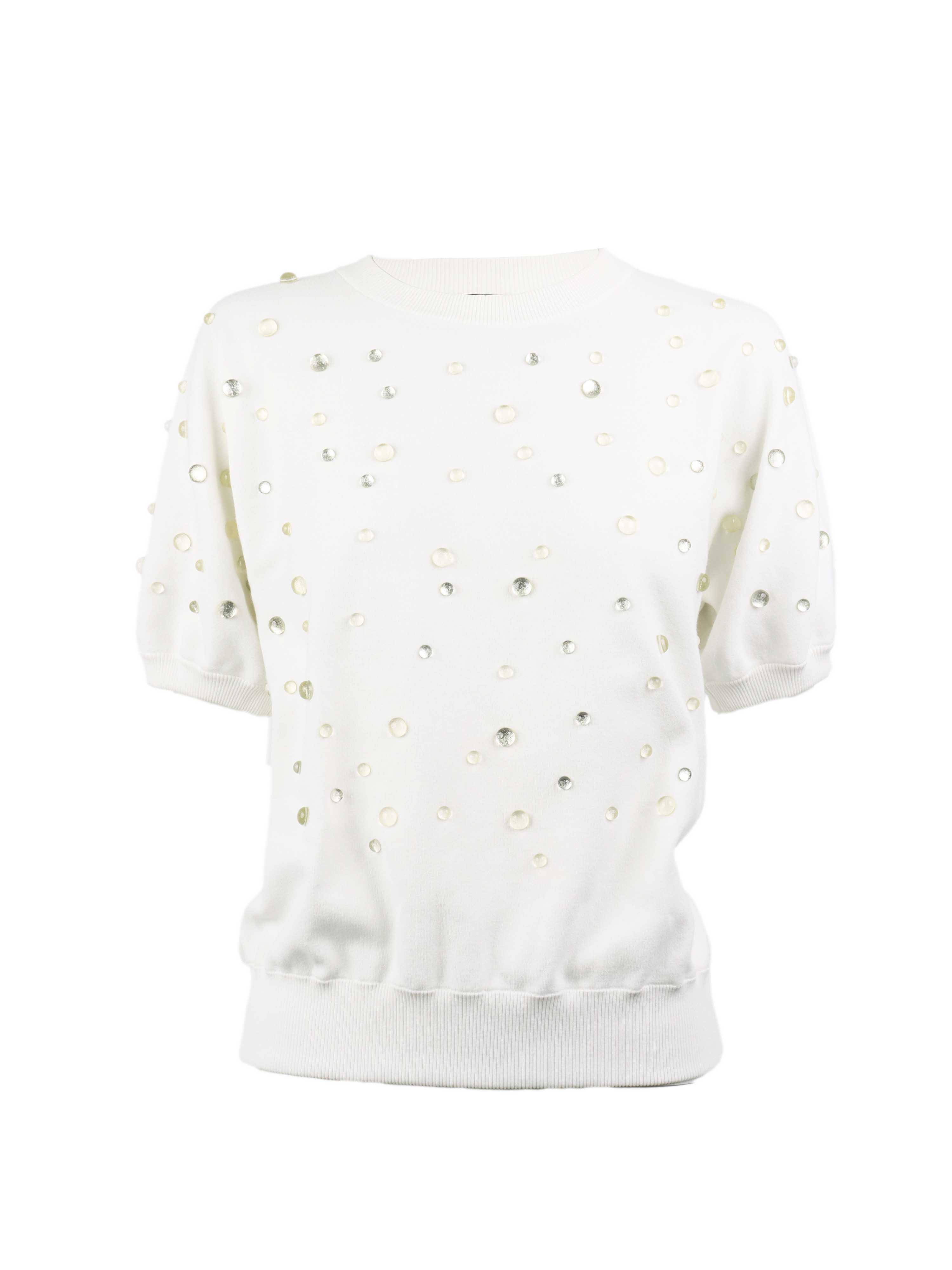 Chanel White Bubble Short Sleeve Top.