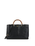 Gucci Bamboo Handle Large Black Leather Shopper Tote