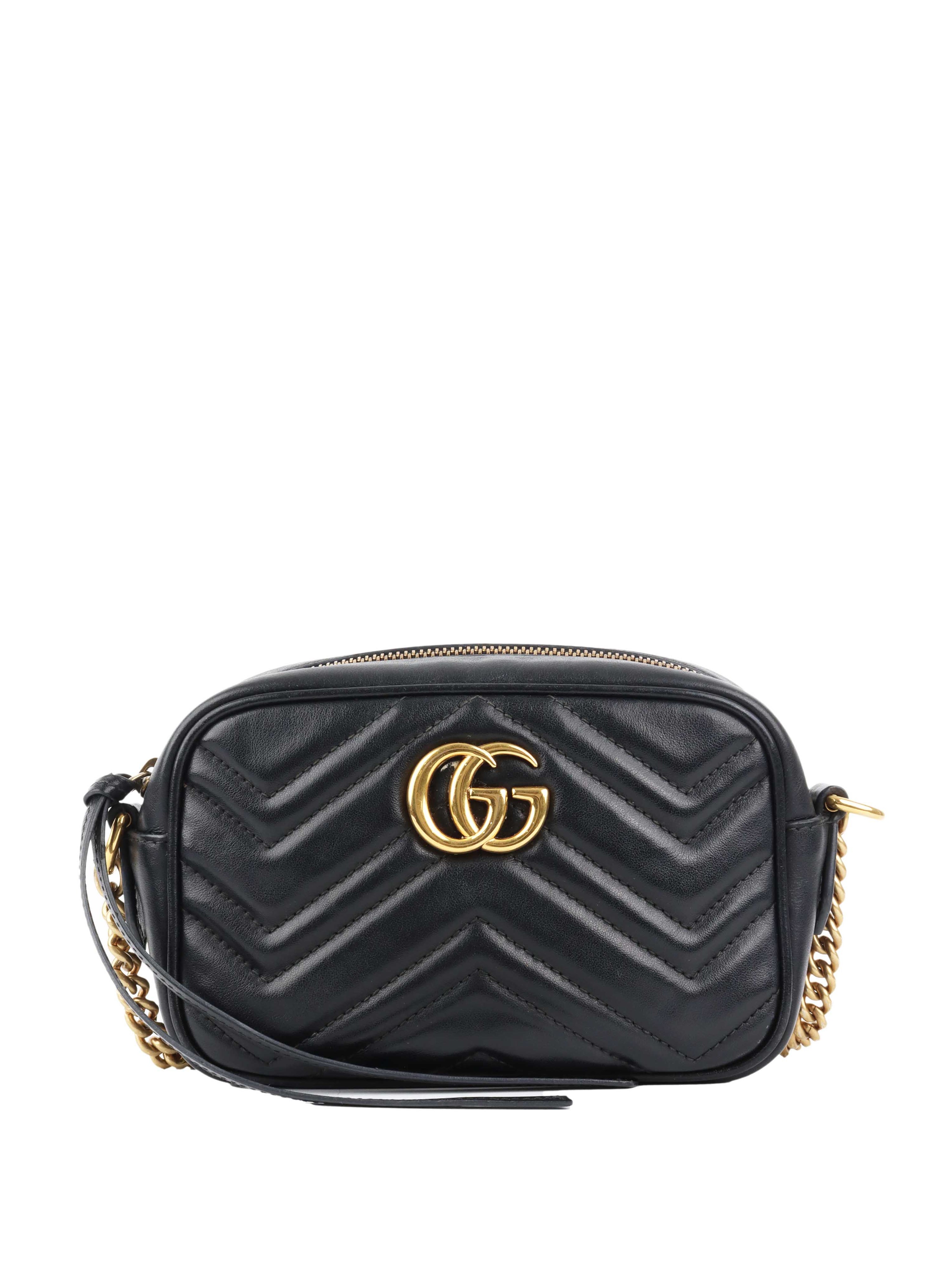 Gucci Black Mini Marmont Camera Bag.