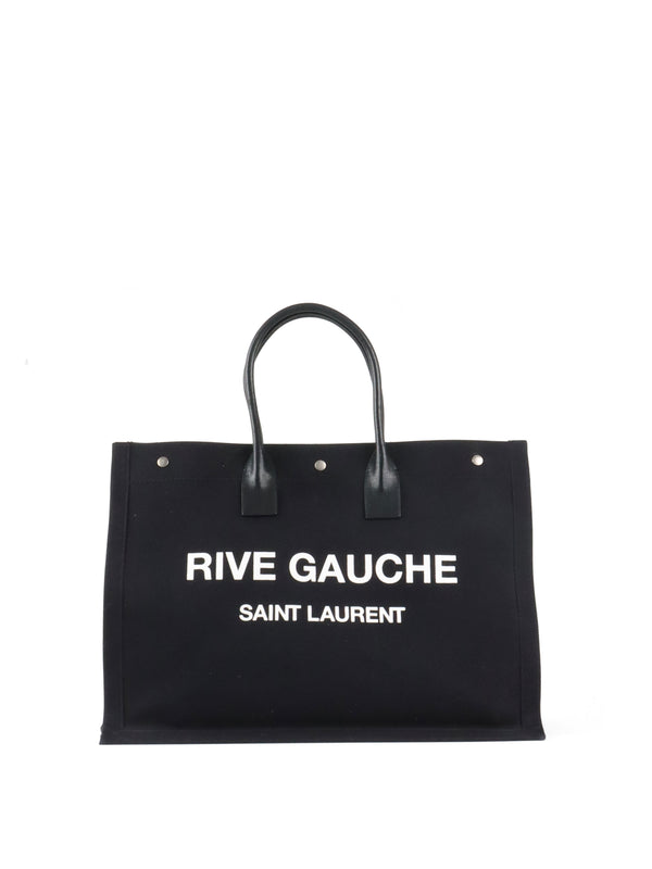 Saint Laurent Black Canvas Rive Gauche Large Tote Bag