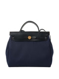 Hermes Herbag Zip 31 Bleu Marine/Noir.