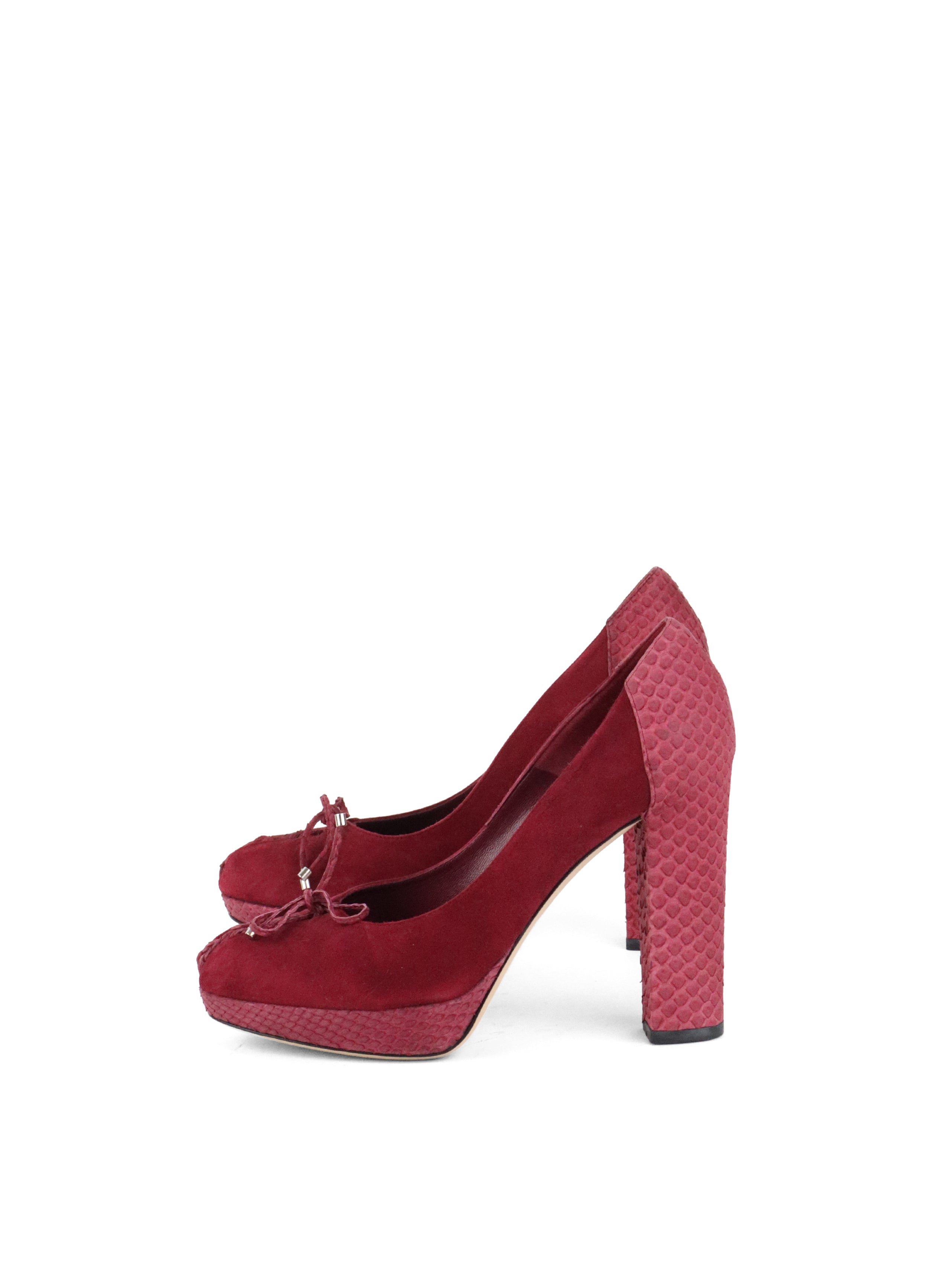 Dior Dark Pink Suede and Snakeskin Heels