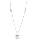 Chanel Silver Crystal CC Long Necklace