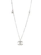 Chanel Silver Crystal CC Long Necklace
