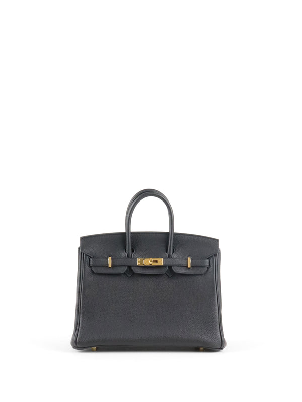 Hermes Noir Birkin 25 Togo Leather GHW Stamp Y