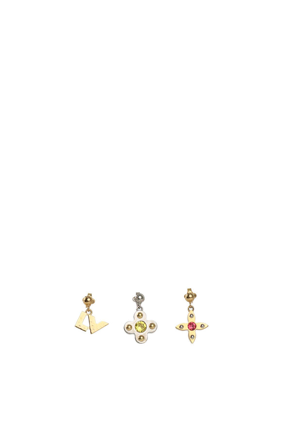 Louis Vuitton Set of 3 Love Letters Crystals Two Tone Earrings