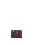 Miu Miu Dark Brown Matelassé Leather Zip Card Holder