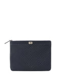 Chanel Navy Lambskin Medium Boy Chevron Pouch SHW.