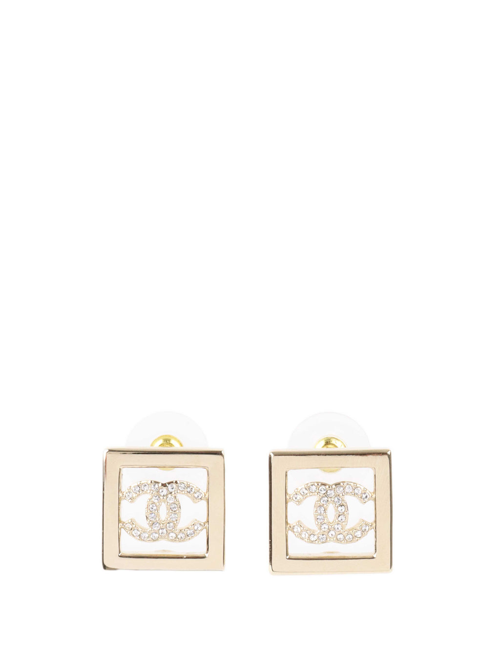 Chanel Gold Square Earrings.
