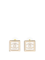 Chanel Gold Square Earrings.