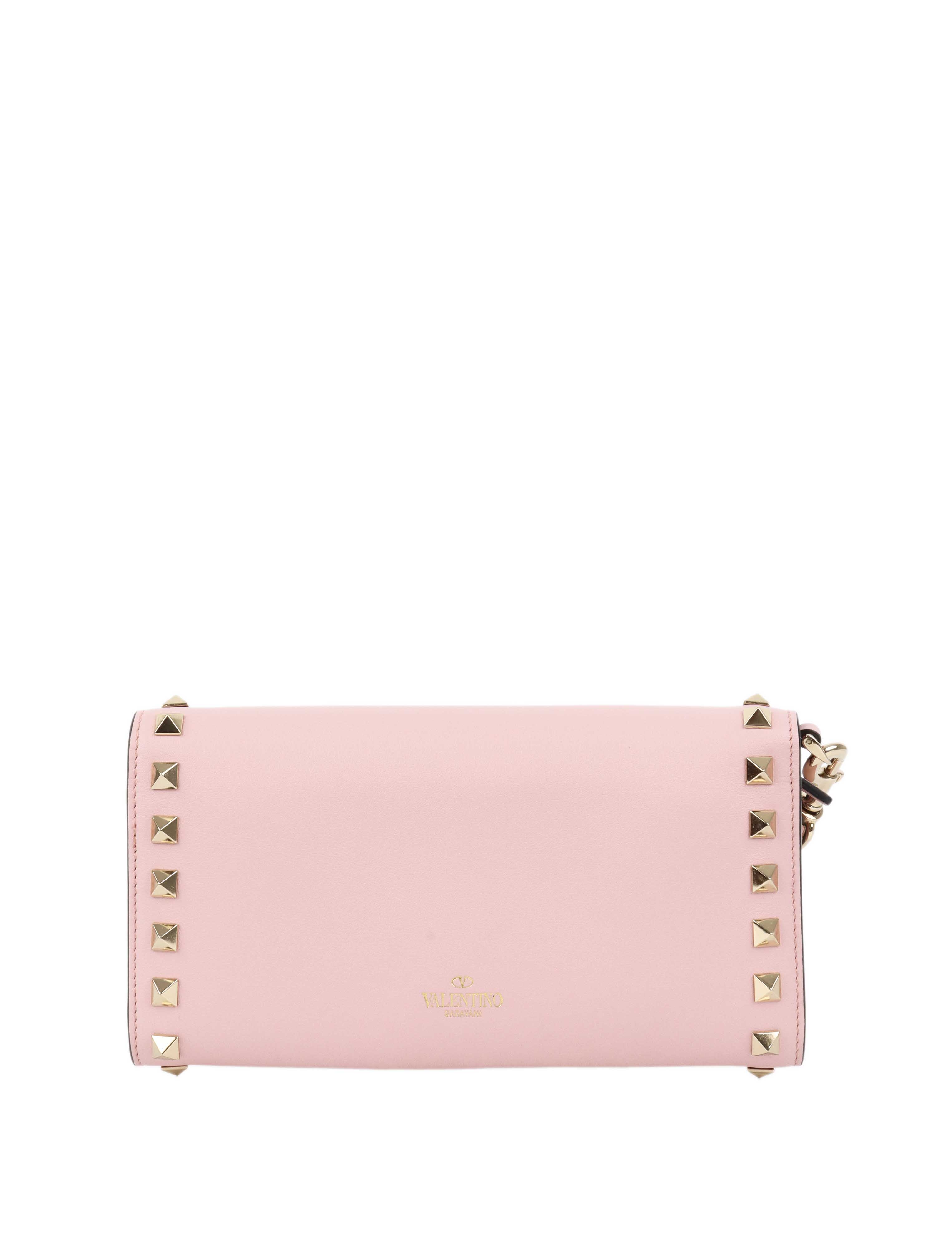 Valentino Pink Rockstud Wallet with Wristlet.