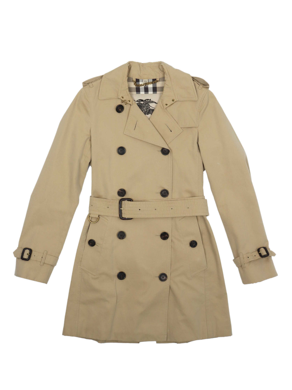 Burberry Long Trench Coat in Tan.
