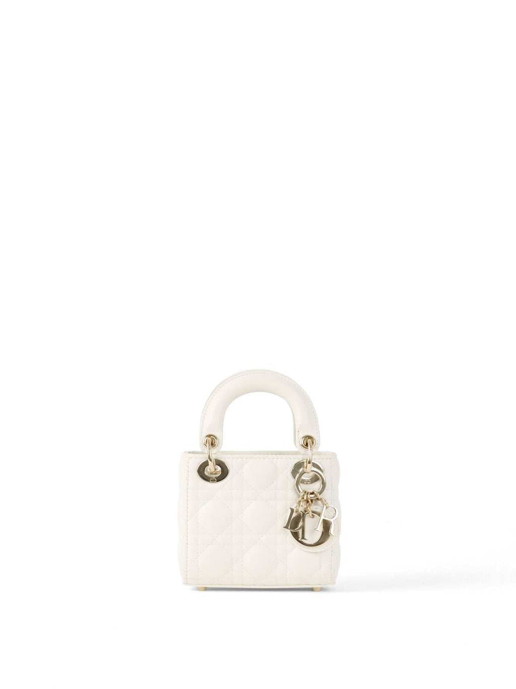 Dior White Micro Lady Dior Bag.