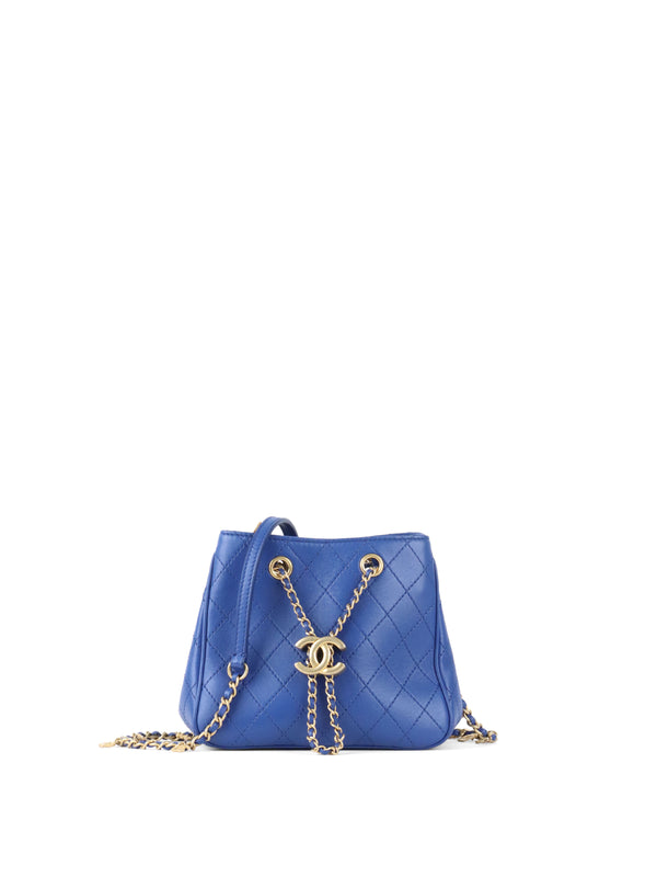 Chanel Blue Egyptian Amulet Drawstring Bucket Bag