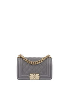 Chanel Small Caviar Grey Boy Bag LGHW