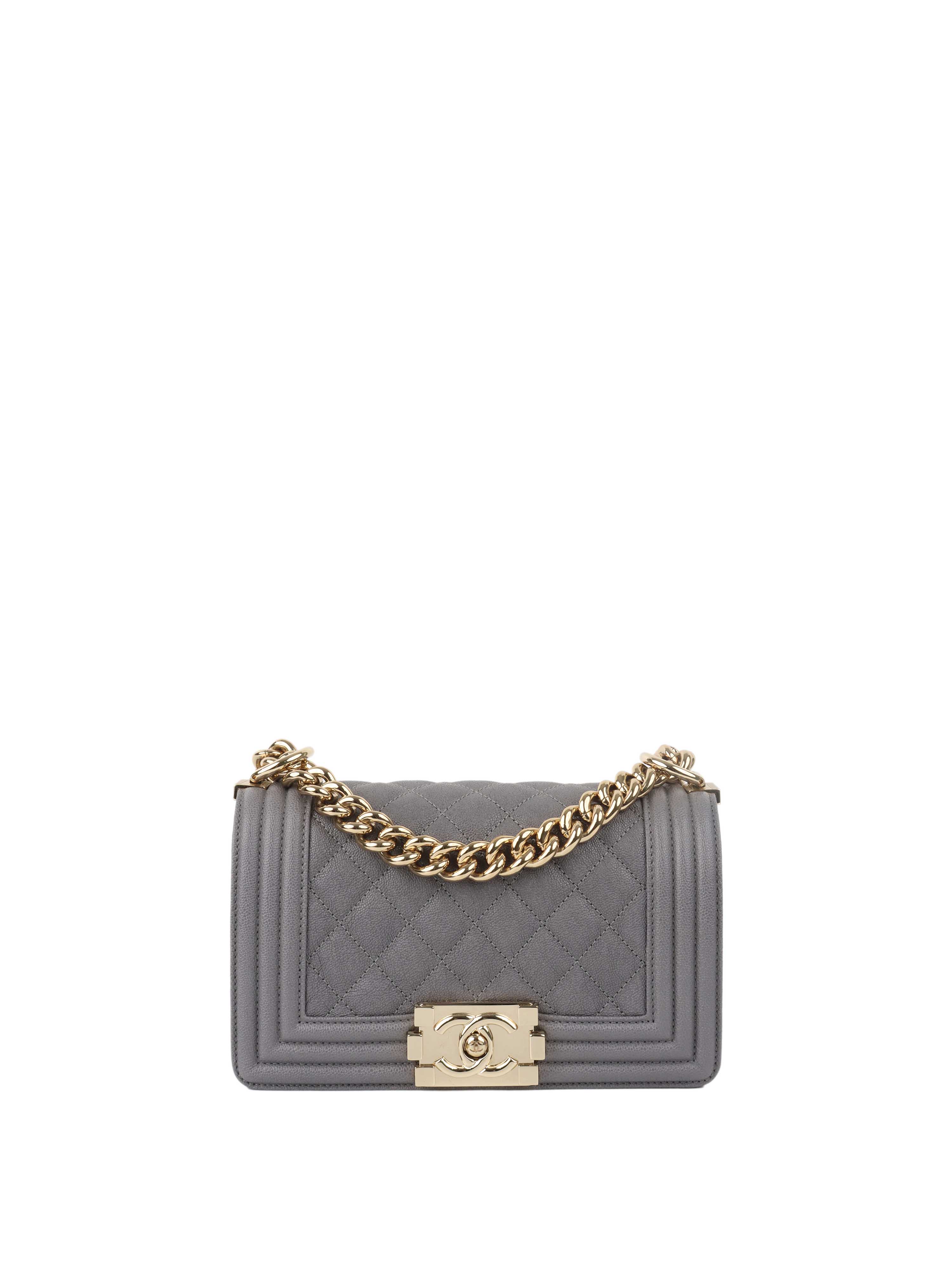 Chanel Small Caviar Grey Boy Bag LGHW