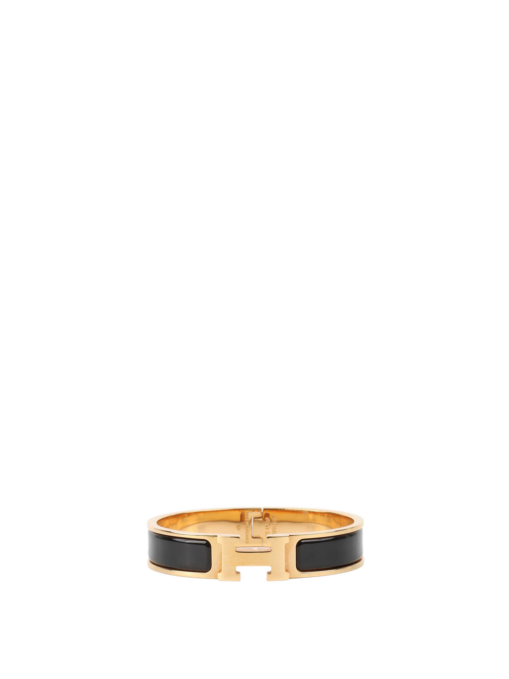Hermes Black Clic H Bracelet in Gold
