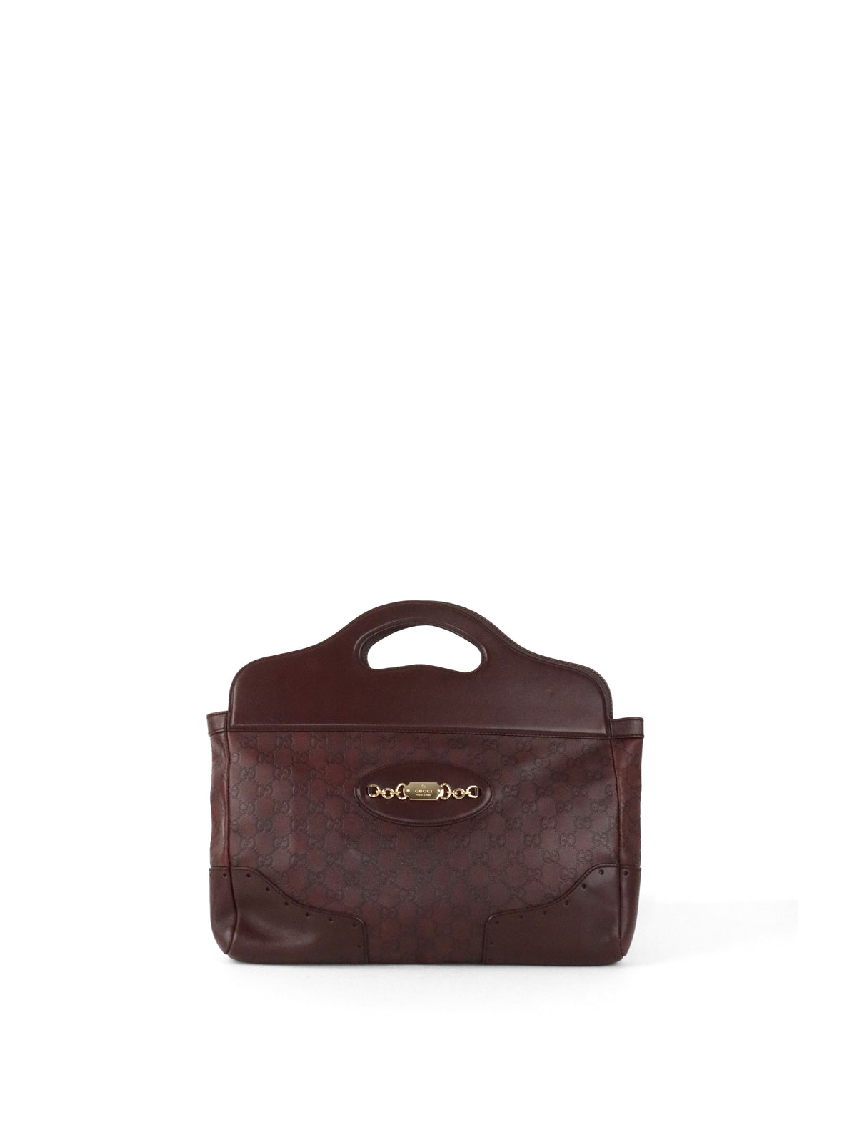 Gucci Vintage Medium Burgundy Guccissima Punch Top Handle Tote