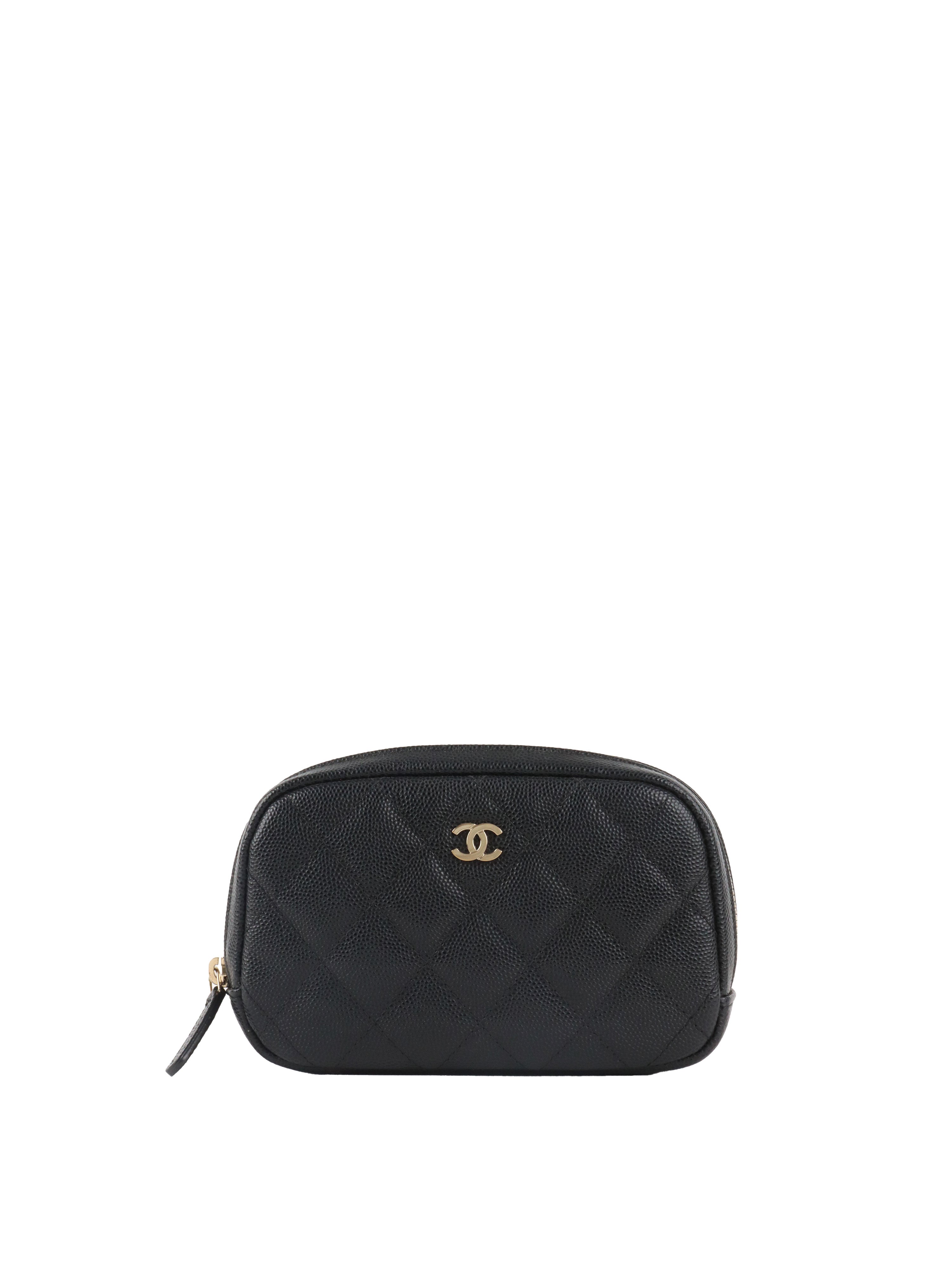 Chanel Small Black Caviar Quilted Cosmetic Pouch