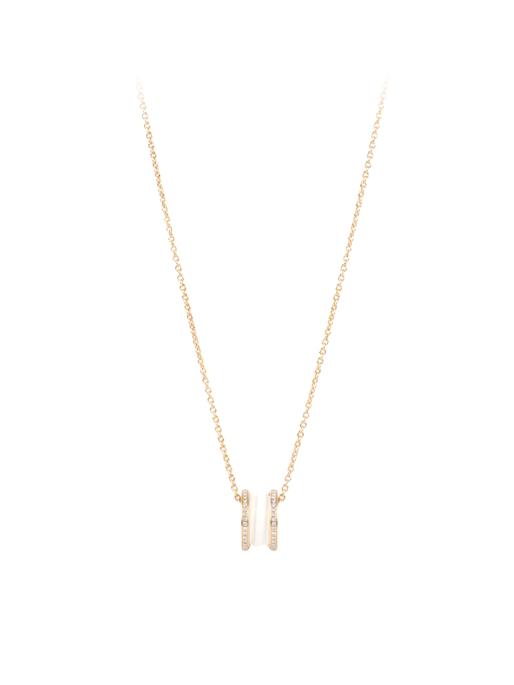Bvlgari Rose Gold Diamonds White Ceramic B.Zero1 Necklace