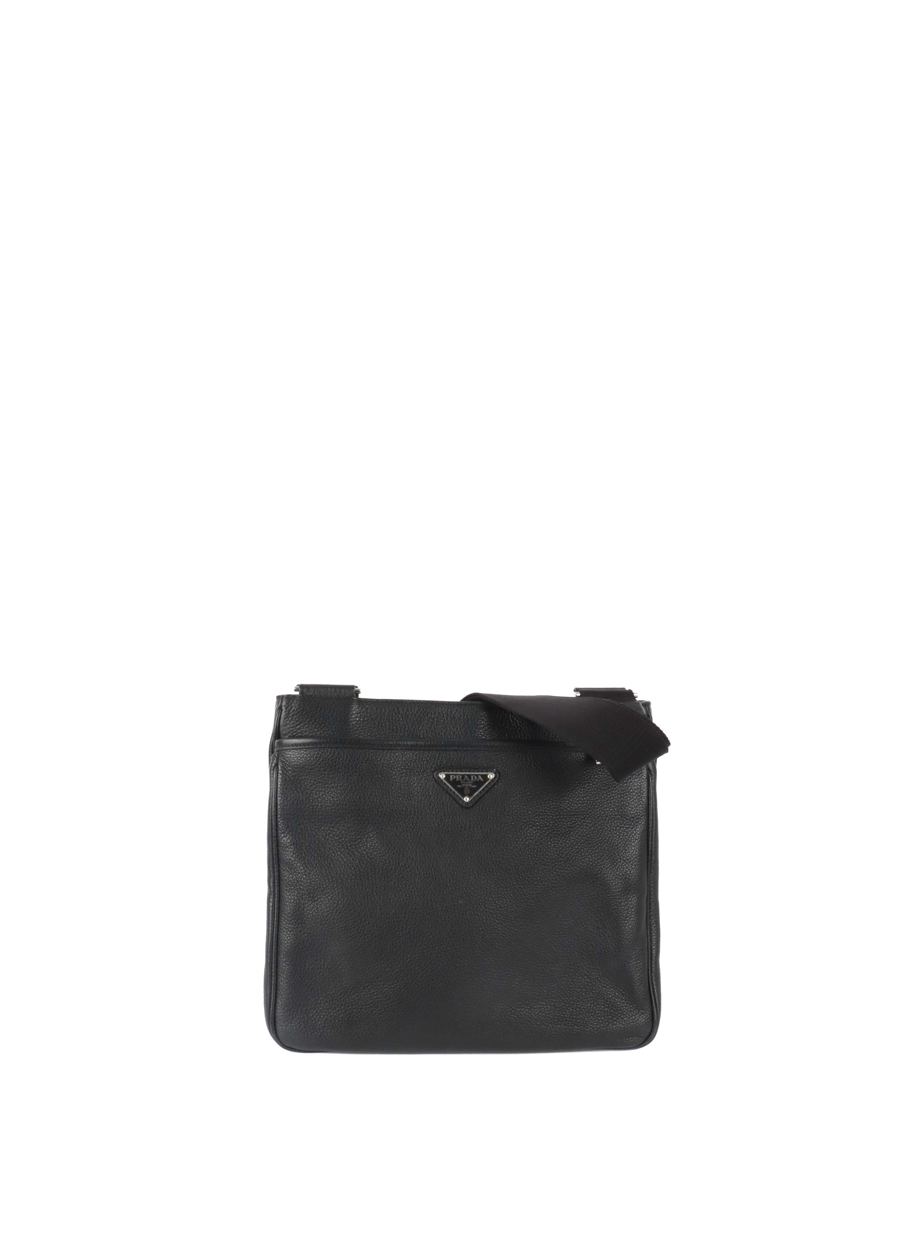 Prada Black Leather Messenger Bag