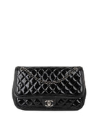Chanel Black Patent Quilted Flap Bag SHW.