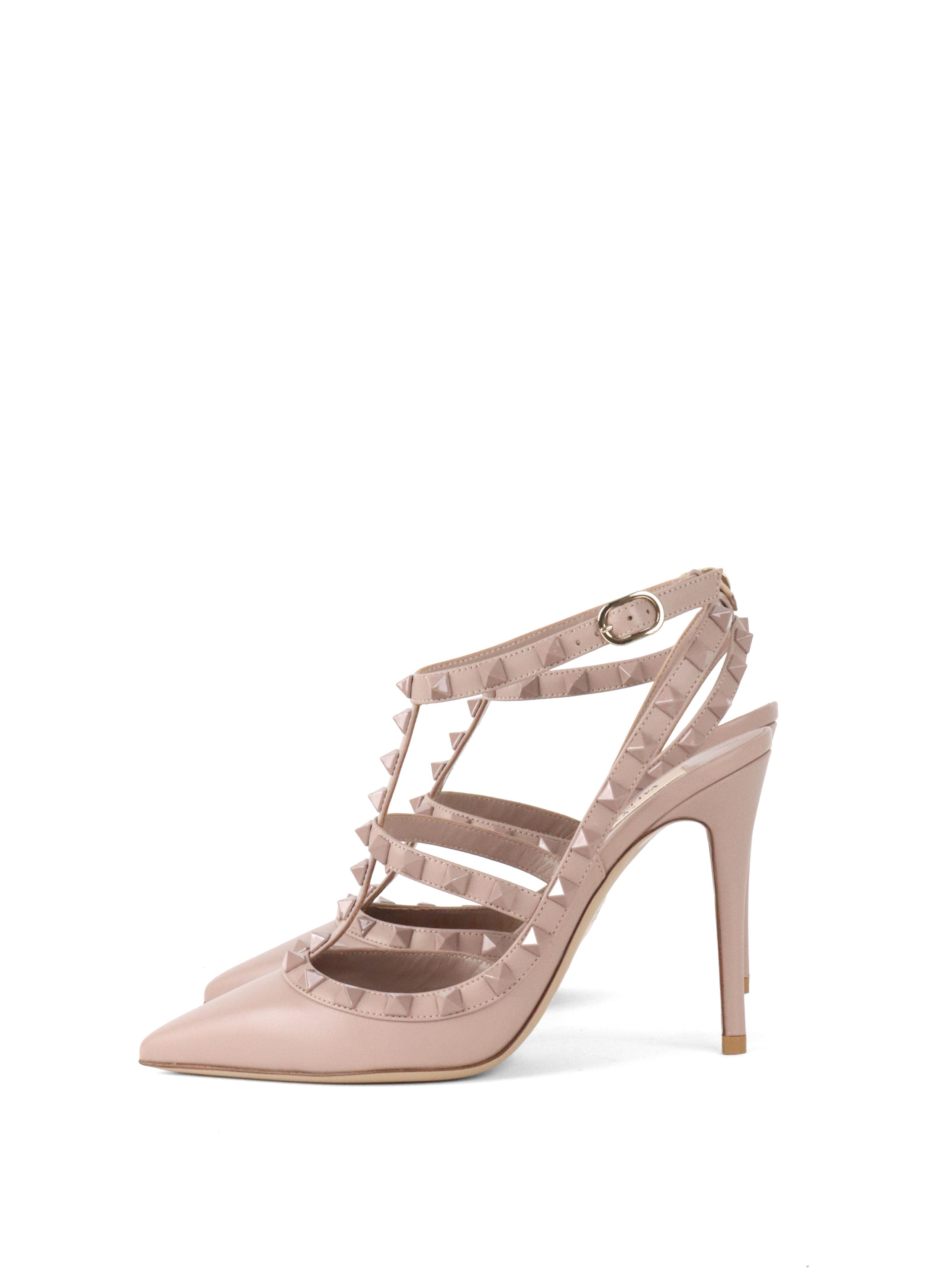 Valentino Poudre Rockstud Ankle Strap Pump 100 Mm