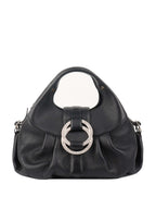 Bvlgari Black Leather Shoulder Bag with Handles.