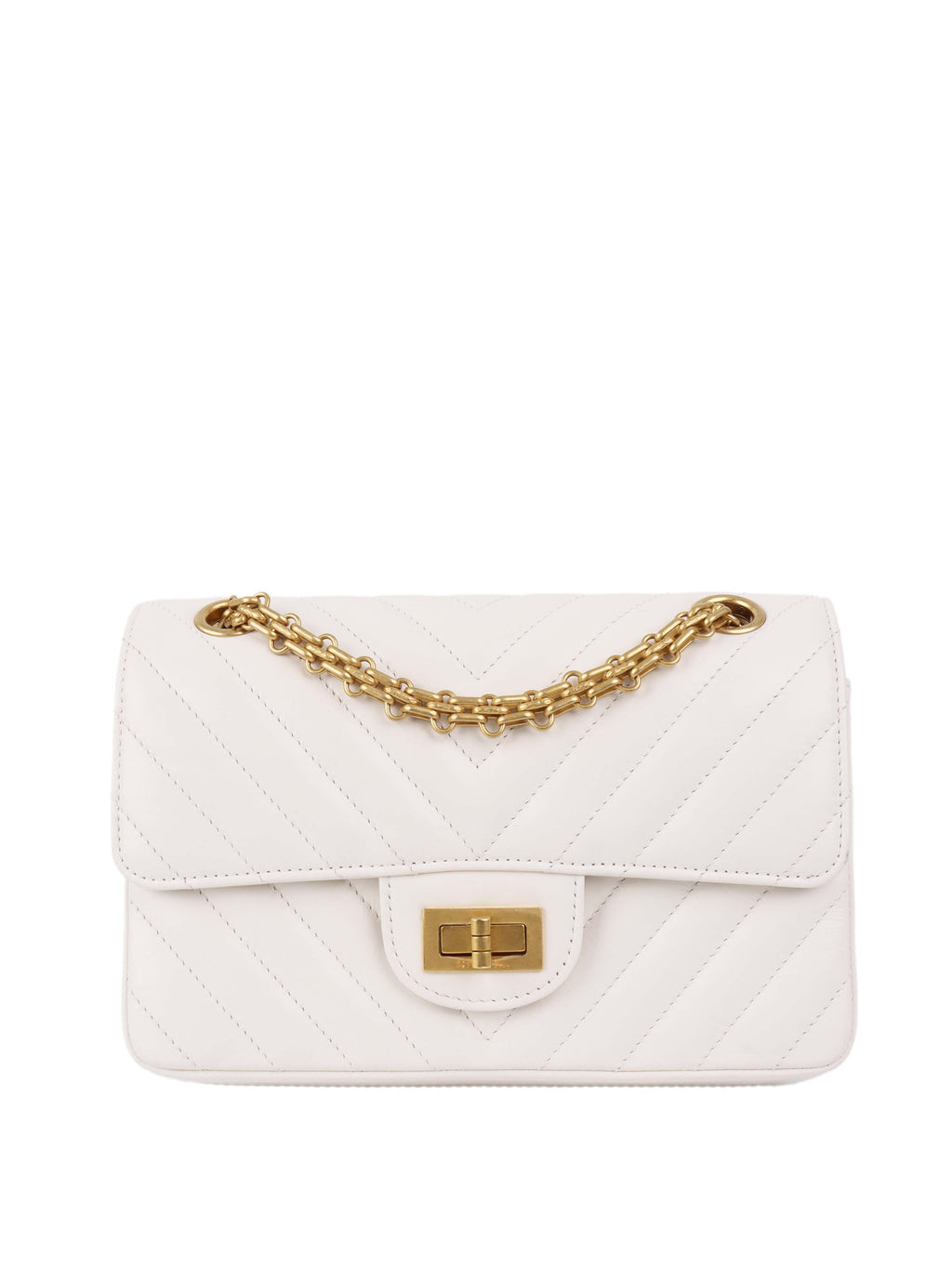 Chanel Small White Chevron 2.55 Bag.