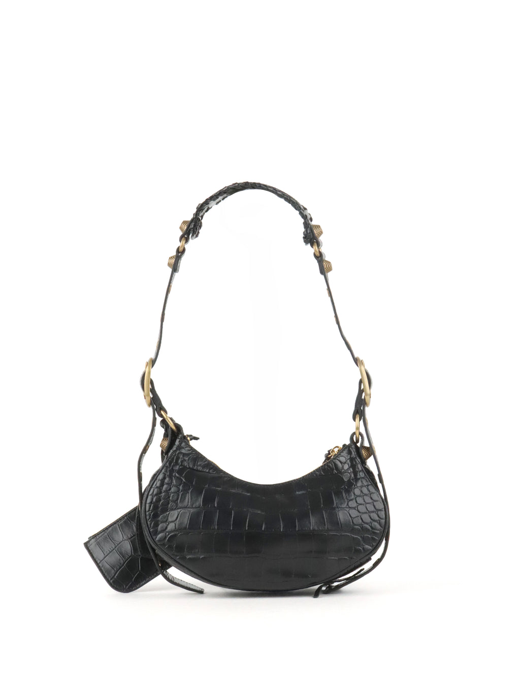 Balenciaga Black Crocodile Embossed Le Cagole XS Shoulder Bag