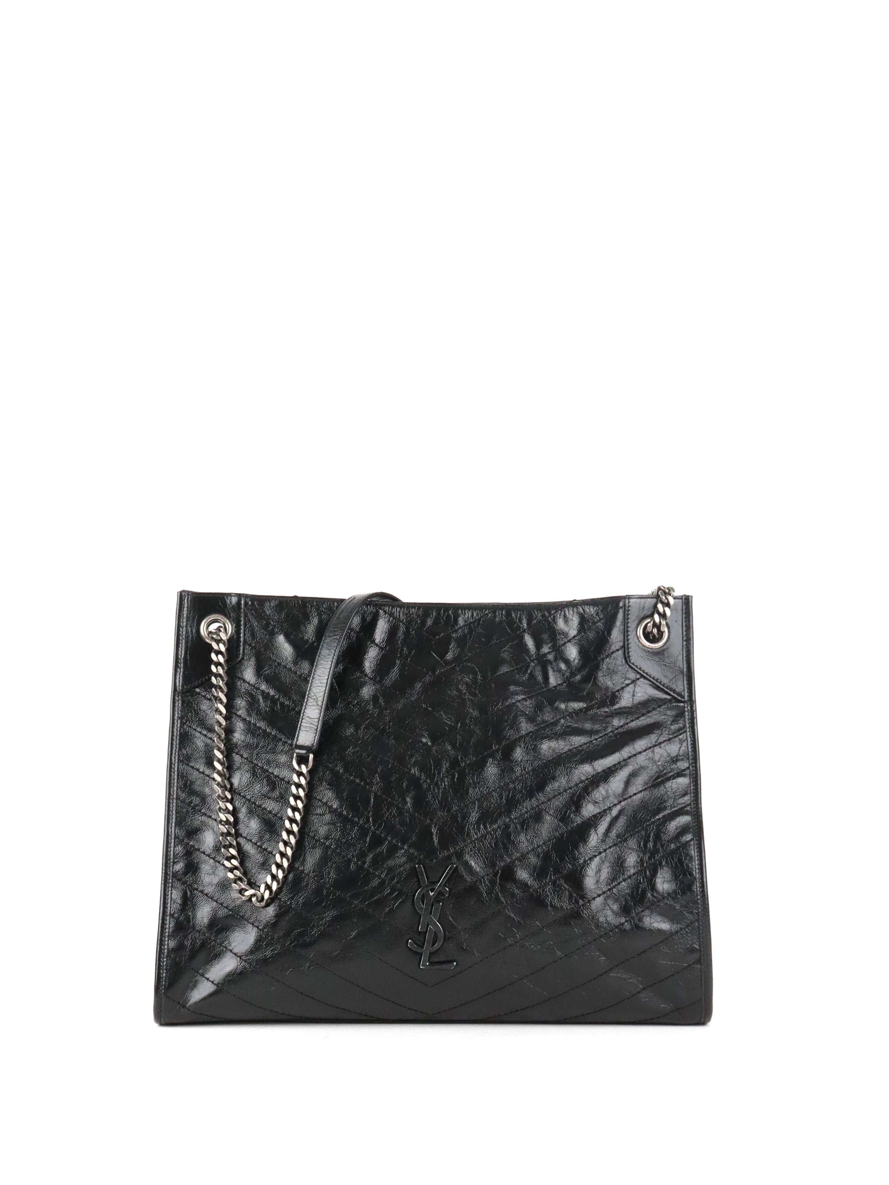 Saint Laurent Black Vintage Leather Niki Shopping Tote