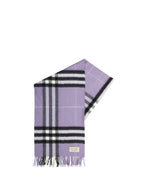 Burberry Light Purple Check Cashmere Scarf
