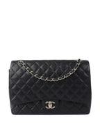 Chanel Black Caviar Maxi Double Classic Flap SHW.