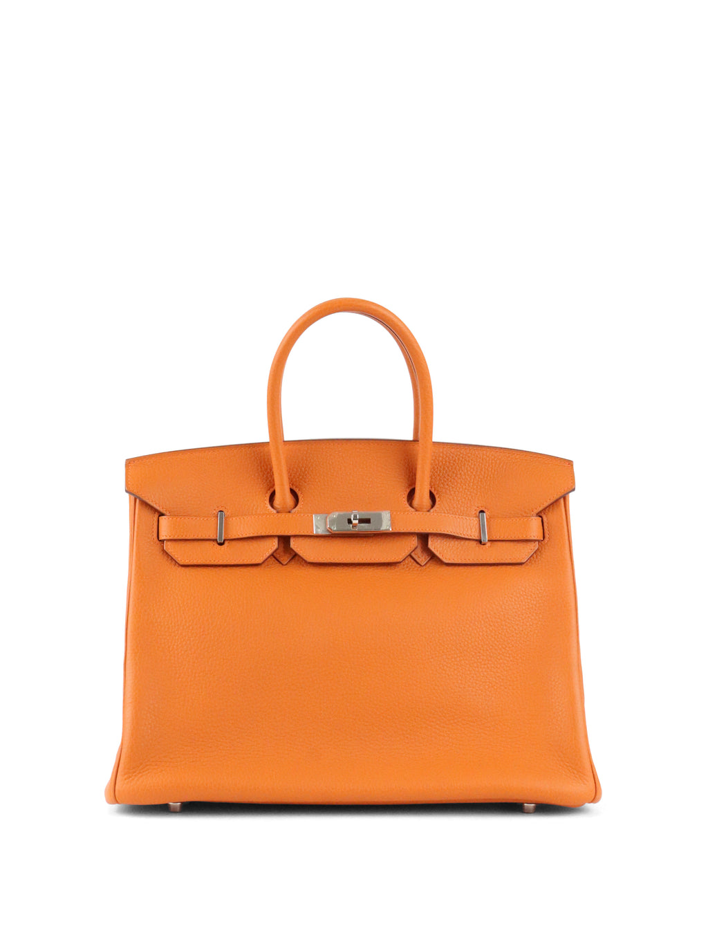 Hermes Birkin 35 Orange H Clemence Leather Stamp J Square