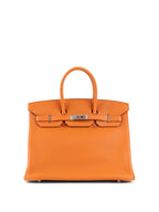 Hermes Birkin 35 Orange H Clemence Leather Stamp J Square
