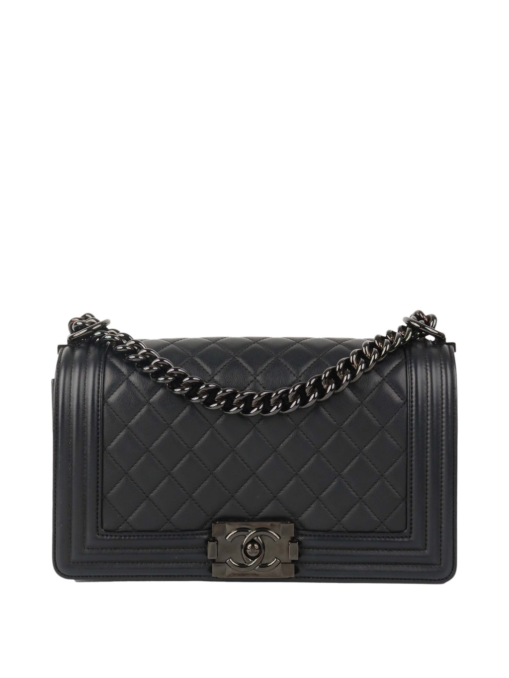 Chanel So Black Medium Lambskin Boy Bag.