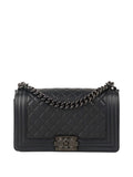 Chanel So Black Medium Lambskin Boy Bag.