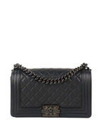 Chanel So Black Medium Lambskin Boy Bag.
