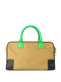 Loewe Amazona 36 Brown/beige with Green Top Handle.