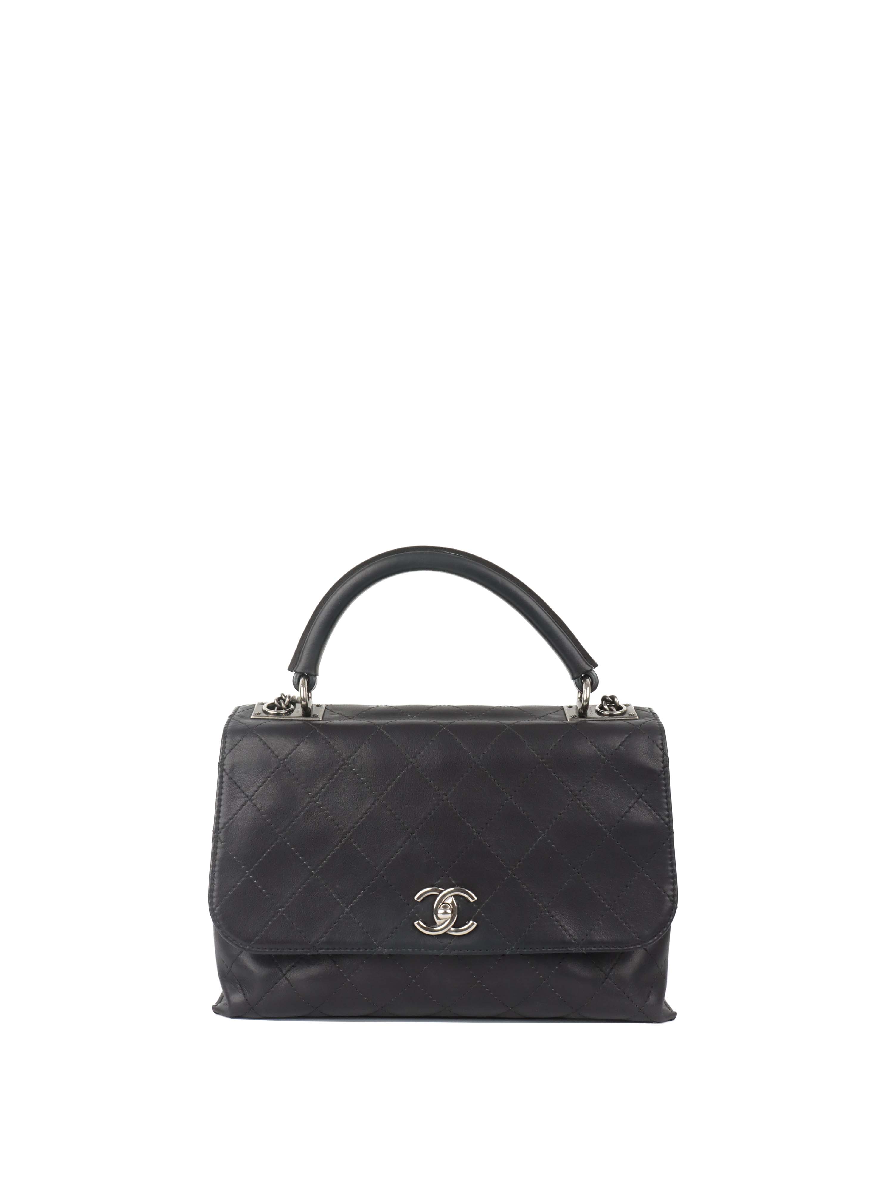 Chanel Black Lambskin 2016 Two - Way Bag SHW.