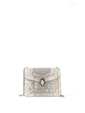 Bvlgari Small Silver and White Serpenti Forever Shoulder Bag.